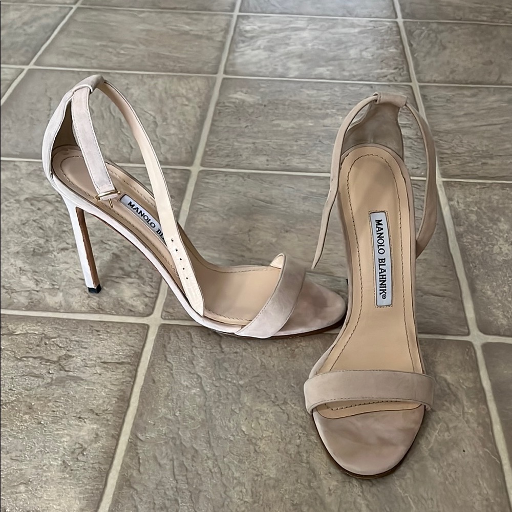 Manolo Blahnik Beige Strappy Heels